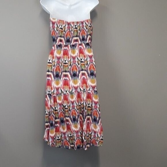 BB Dakota Womens Hi Low Strapless Dress Size Medium Multi Abstract Artsy BOHO - Picture 4 of 7